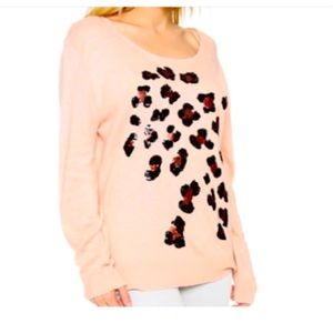 Wildfox ORIGINAL Leopard Print Peach Angora Blend Sweater